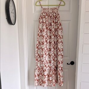 Universal Thread Rust and Cream Cotton Floral Maxi Dress